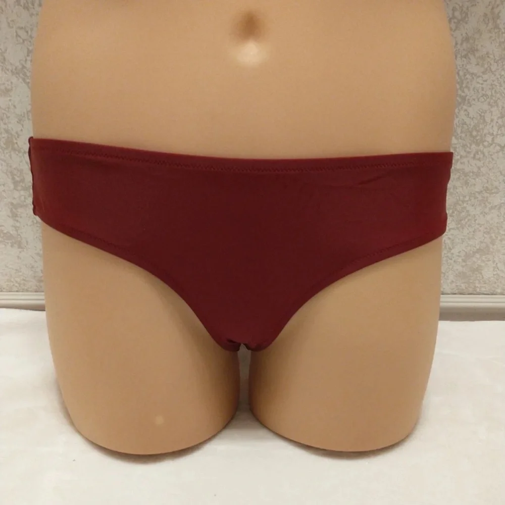 Striped Bikini with Maroon Bottom